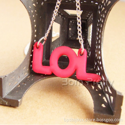 Funny Red LOL Shape Resin Pendant Fashion Necklace